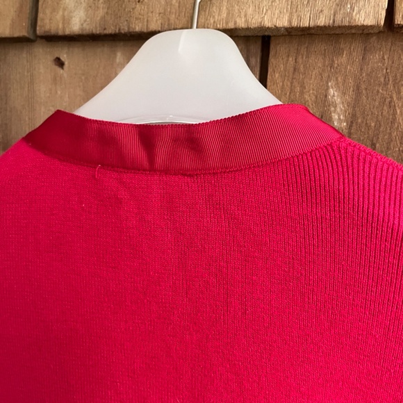 Talbots Knit Red Grosgrain Trim Cardigan Sweater Pearl Button Front LongSleeve M - Picture 10 of 12